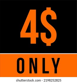 Dollar Coupon Sign or Label or voucher $ discount Money Saver Label, Stamp Vector Illustration with cool font, black and orange background