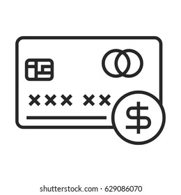 Dollar credit card vector icon in simple outline style. This icon are perfect for your websites and applications.