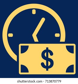 Dollar Credit vector icon. Flat yellow symbol. Pictogram is isolated on a blue background. Designed for web and software interfaces.