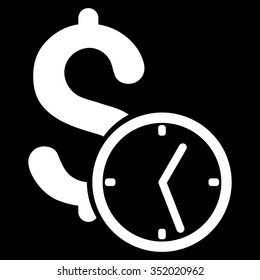 Dollar Credit vector icon. Style is flat symbol, white color, rounded angles, black background.