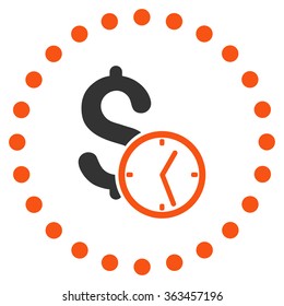 Dollar Credit vector icon. Style is bicolor flat circled symbol, orange and gray colors, rounded angles, white background.
