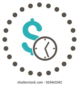 Dollar Credit vector icon. Style is bicolor flat circled symbol, grey and cyan colors, rounded angles, white background.
