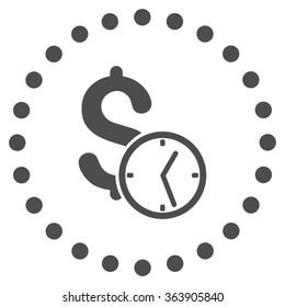 Dollar Credit vector icon. Style is flat circled symbol, gray color, rounded angles, white background.