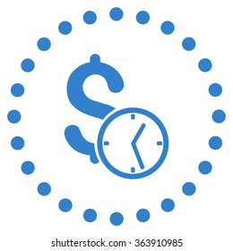 Dollar Credit vector icon. Style is flat circled symbol, cobalt color, rounded angles, white background.