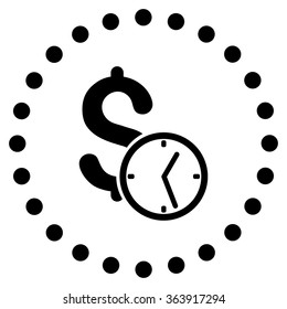 Dollar Credit vector icon. Style is flat circled symbol, black color, rounded angles, white background.