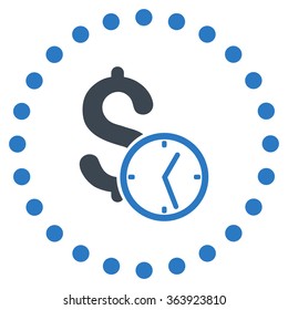 Dollar Credit vector icon. Style is bicolor flat circled symbol, smooth blue colors, rounded angles, white background.