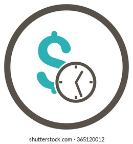 Dollar Credit vector icon. Style is bicolor flat circled symbol, grey and cyan colors, rounded angles, white background.