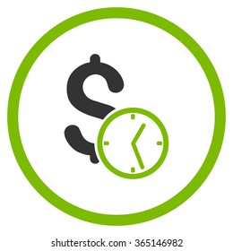 Dollar Credit vector icon. Style is bicolor flat circled symbol, eco green and gray colors, rounded angles, white background.