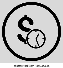 Dollar Credit vector icon. Style is flat circled symbol, black color, rounded angles, light gray background.