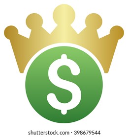 Dollar Crown vector toolbar icon for software design. Style is a gradient icon symbol on a white background.