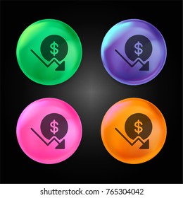 Dollar crystal ball design icon in green - blue - pink and orange.