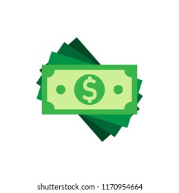 Dollar currency banknote icon in flat style. Dollar cash vector illustration on white isolated background. Banknote bill business concept.