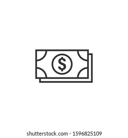 Dollar currency banknote icon in flat style. Dollar cash vector illustration on white isolated background. Banknote bill business concept.