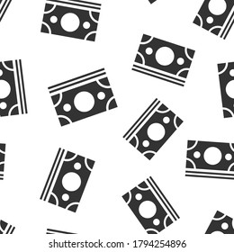 Dollar currency banknote icon in flat style. Dollar cash vector illustration on white isolated background. Banknote bill seamless pattern business concept.