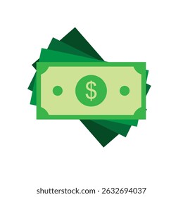 Banknotensymbol in Dollarwährung im flachen Stil. Dollar-Bargeld, Vektorgrafik auf weißem, isoliertem Hintergrund.