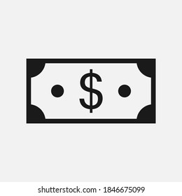 Dollar currency banknote vector icon isolated on white background.
