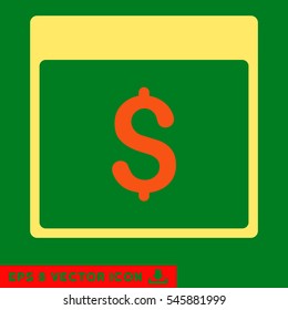 Dollar Currency Calendar Page icon. Vector EPS illustration style is flat iconic bicolor symbol, orange and yellow colors.