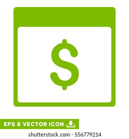 Dollar Currency Calendar Page icon. Vector EPS illustration style is flat iconic symbol, eco green color.