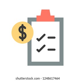 dollar currency checklist record plan business flat design icon.