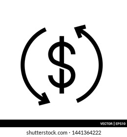 Dollar Currency circulate icon .  Billing cycle line icon. Vector illustration. EPS 10 