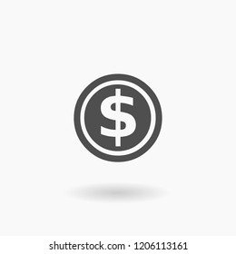 Dollar Currency Coin vector Icon Illustration silhouette