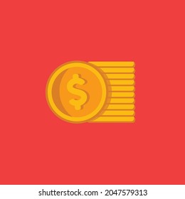 Dollarwährungsmünzen Vektorgrafik-Symbol in goldener gelber Farbe
