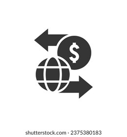 Dollar currency concept with sphere. Flat design.