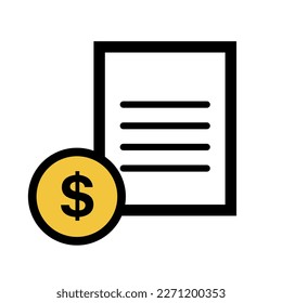 Dollar currency and document icons. Vectors.