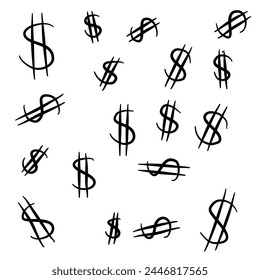 Dollar currency doodles, multiple uses.