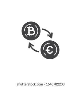 Dollar Currency Exchange Bitcoin vector icon. filled flat sign for mobile concept and web design. Foreign money exchange glyph icon. Symbol, logo illustration. Vector graphics