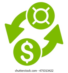Dollar Currency Exchange icon. Vector style is flat iconic symbol with rounded angles, eco green color, white background.