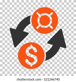 Dollar Currency Exchange icon. Vector pictogram style is a flat symbol, color, chess transparent background. Designed for software and web interface toolbars and menus.