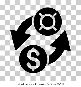 Dollar Currency Exchange icon. Vector illustration style is flat iconic symbol, black color, transparent background. Designed for web and software interfaces.