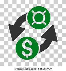 Dollar Currency Exchange icon. Vector illustration style is flat iconic bicolor symbol, green and gray colors, transparent background. Designed for web and software interfaces.