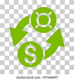 Dollar Currency Exchange icon. Vector illustration style is flat iconic symbol, eco green color, transparent background. Designed for web and software interfaces.