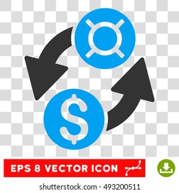 Dollar Currency Exchange vector icon. Image style is a flat blue and gray icon symbol.