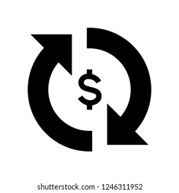 Dollar currency exchange vector illustration in solid glyph black style