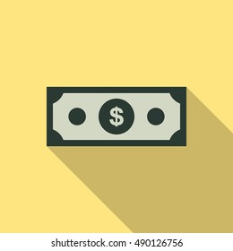 Dollar currency flat on yellow background vector