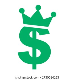 Dollar currency green sign with a green crown on the top - Editable high quality vector illustration clip art