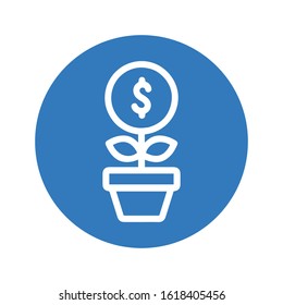 Dollar/ currency growing vector icon