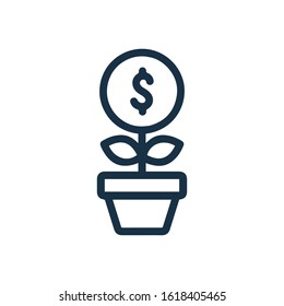 Dollar/ currency growing vector icon