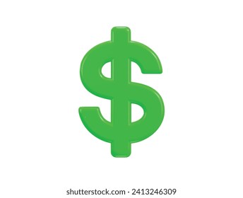 dollar currency icon 3d rendering vector illustration