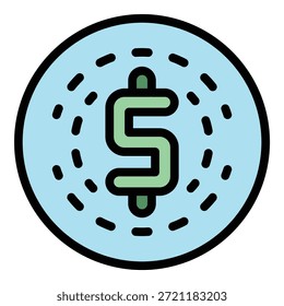 Dollar-Währungssymbol. Umriss Dollar Währung Vektor Symbol für Web-Design einzeln auf weißem Hintergrund Farbe flach