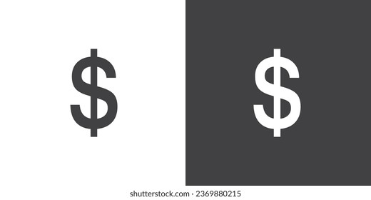 Dollar currency Icon. Professional currency exchage icon, Simple design of the most popular currency symbol, Money and currency exchange in flat icons set isolated on BnW background, vector design.