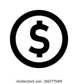 Dollar Currency Money Sign in a Circle Icon. Vector Image.