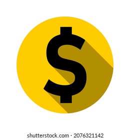 Dollar Currency Money Sign in a Circle Icon with 3D Shadow Effect. Vector Image.