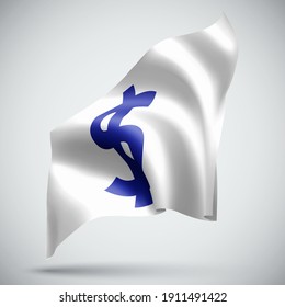 Dollar-Währung auf Vektorgrafik-3D-Flagge einzeln auf weißem Hintergrund