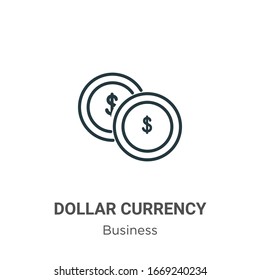 Icono vectorial de esquema de moneda del dólar. Icono de moneda en dólares negros en línea delgada, ilustración de elemento simple vector plano del concepto de negocio editable trazo aislado en fondo blanco