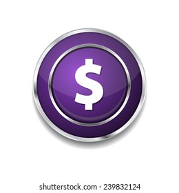 Dollar Currency Sign Circular Purple Vector Web Button Icon