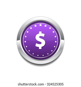 Dollar Currency Sign Circular Purple Vector Web Button Icon